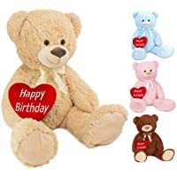 Los mejores  - BRUBAKER Peluche Gigante XXL - Oso - Osito de Peluche - 100 cm - Beige - Happy Birthday corazón de Peluche Incluido